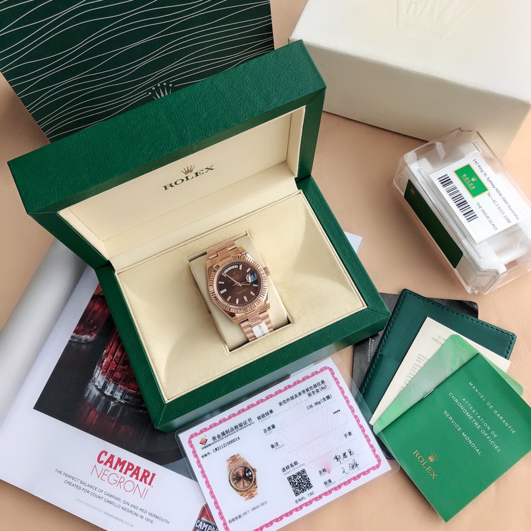 Rolex Day-Date 118235 Everose Gold Case Chocolate Dial 36mm Unisex Replica Watch