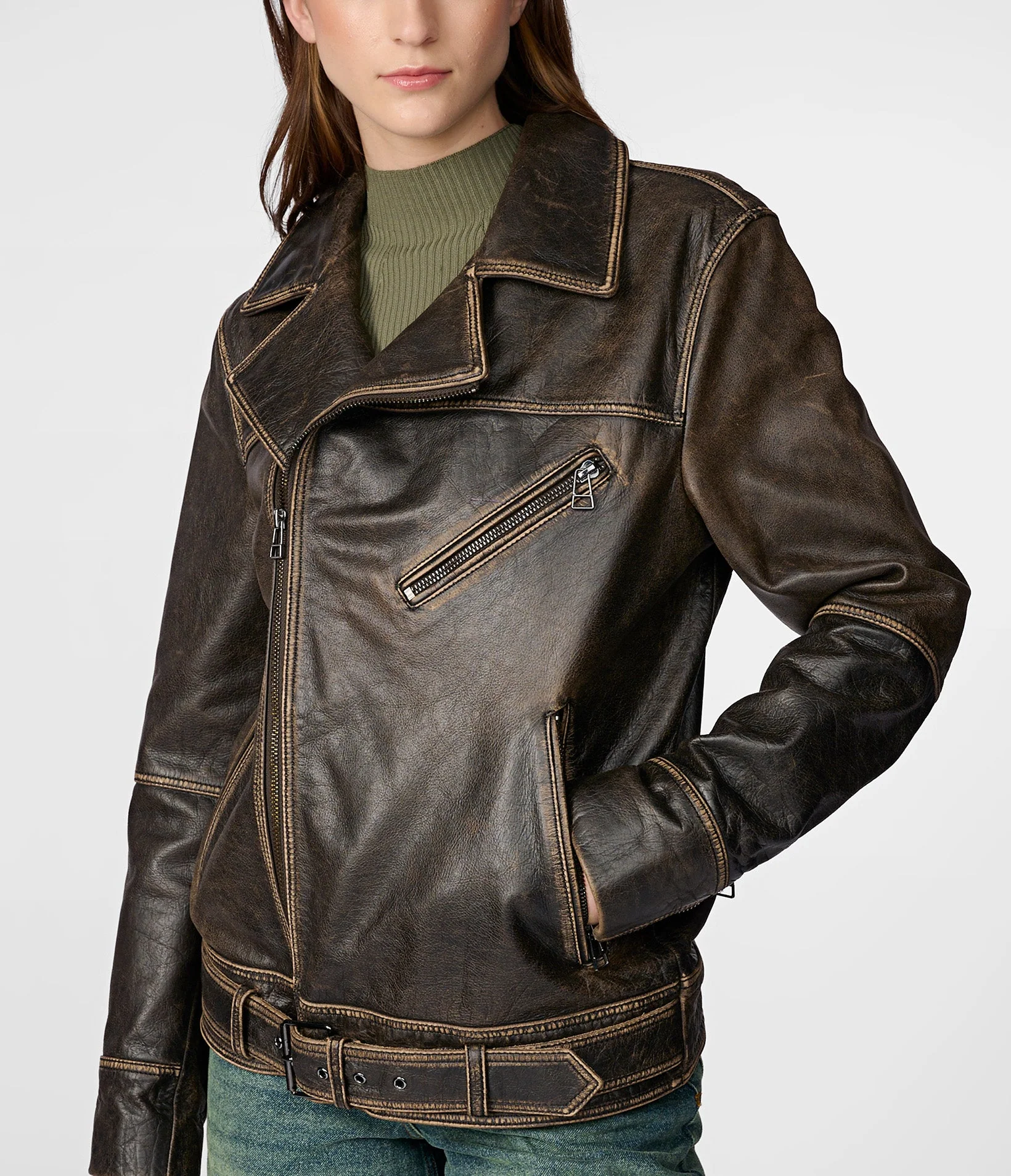 Oversized Loose Fit Faux Leather Biker Moto Jacket