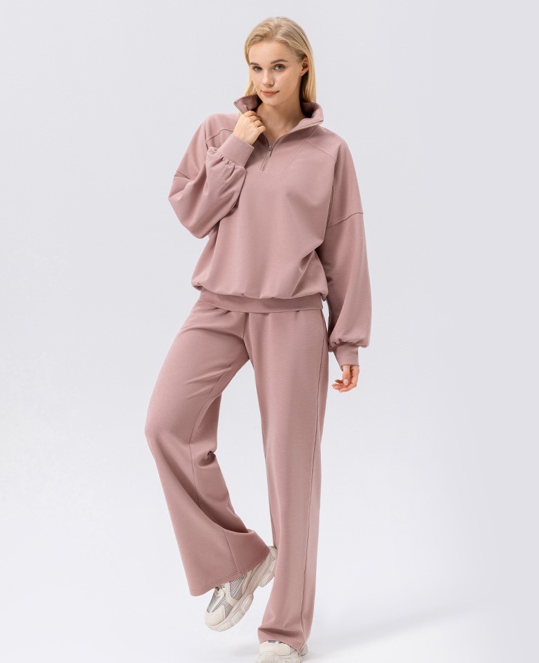 European and American style autumn and winter women's sports sweatshirt, half zip, long sleeve, loose, casual running sportswear jacket, European size