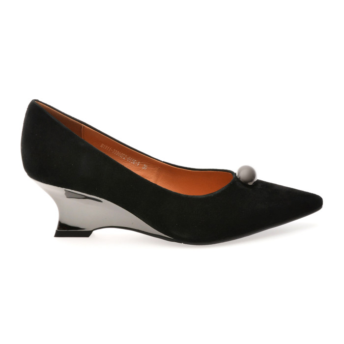 Pantofi eleganti EPICA negri, H1911, din piele intoarsa