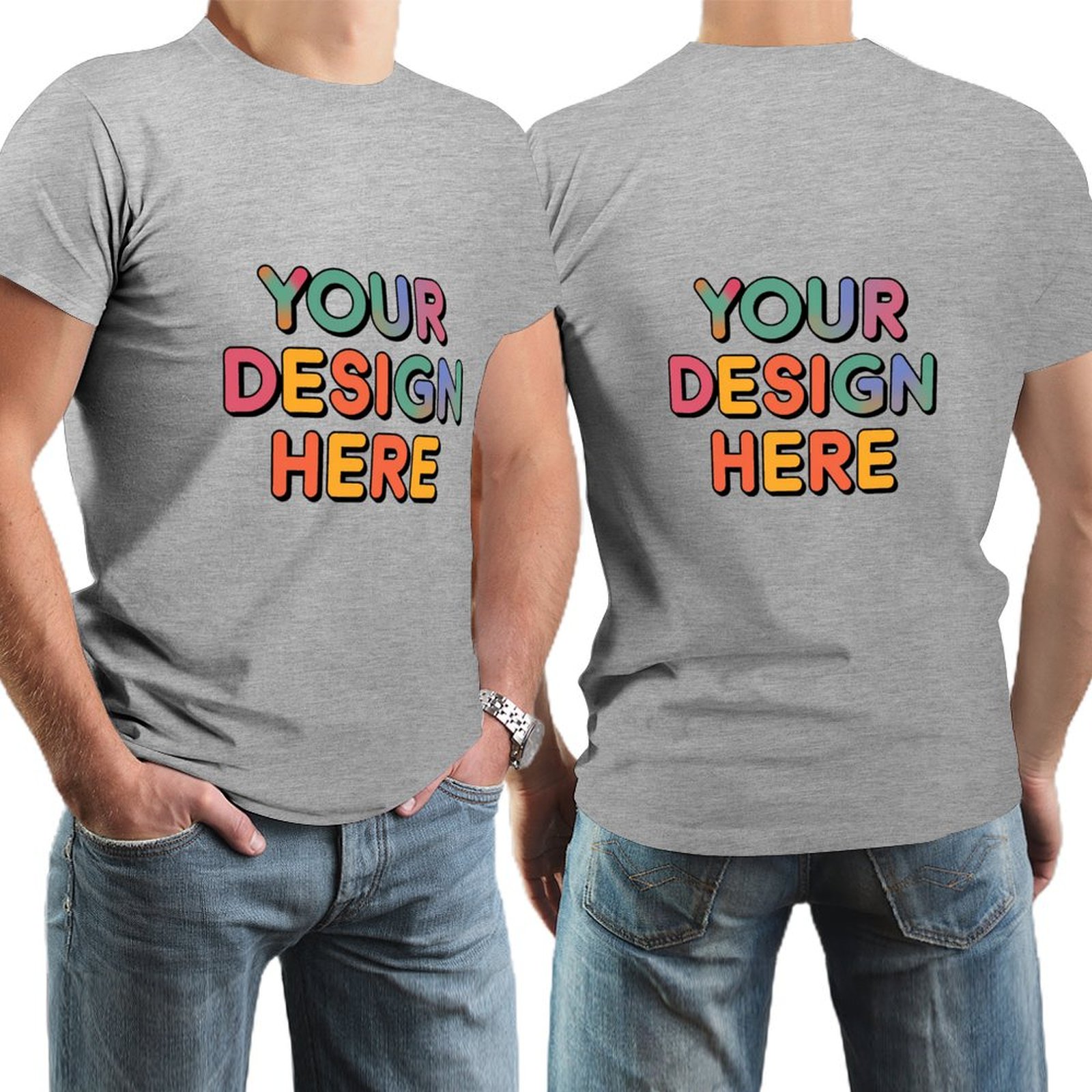 Personalized Custom Men’s Durable Cotton T-Shirt with Double-Sided Design