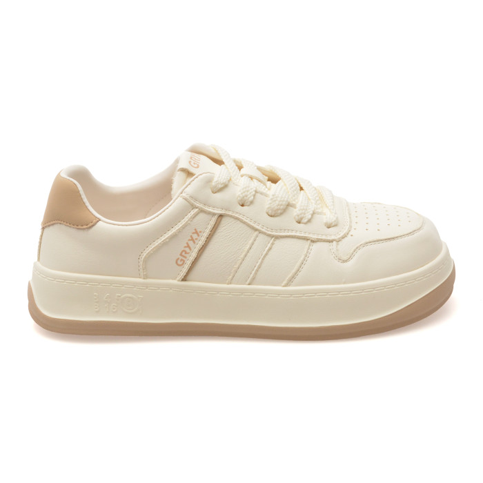 Pantofi sport GRYXX albi, C1180, din piele naturala