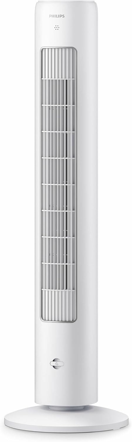 PHILIPS Turmventilator 5000 Serie, Grau, Fernbedienung, 2.230 m³/h Airflow | 105 cm, mit 28-46 dB(A), Timer, 3 Geschwindigkeitsstufen, Oszillation 60°, gleichmäßige Luftumwälzung (CX5535/11)