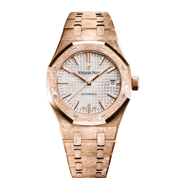 【Super Clone】Audemars Piguet Royal Oak Frosted Gold, Silver dial, 37mm, 18k Rose gold, 15454OR.GG.1259OR.01