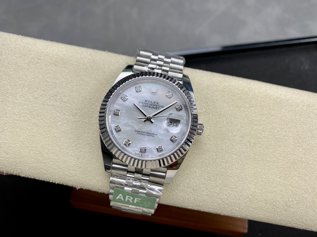 Rolex Datejust 41 Steel White Gold MOP Diamond Dial 126334 Men's Watch