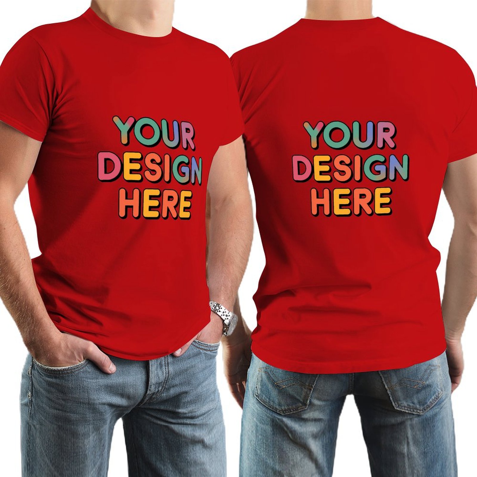 Personalized Custom Men’s Durable Cotton T-Shirt with Double-Sided Design