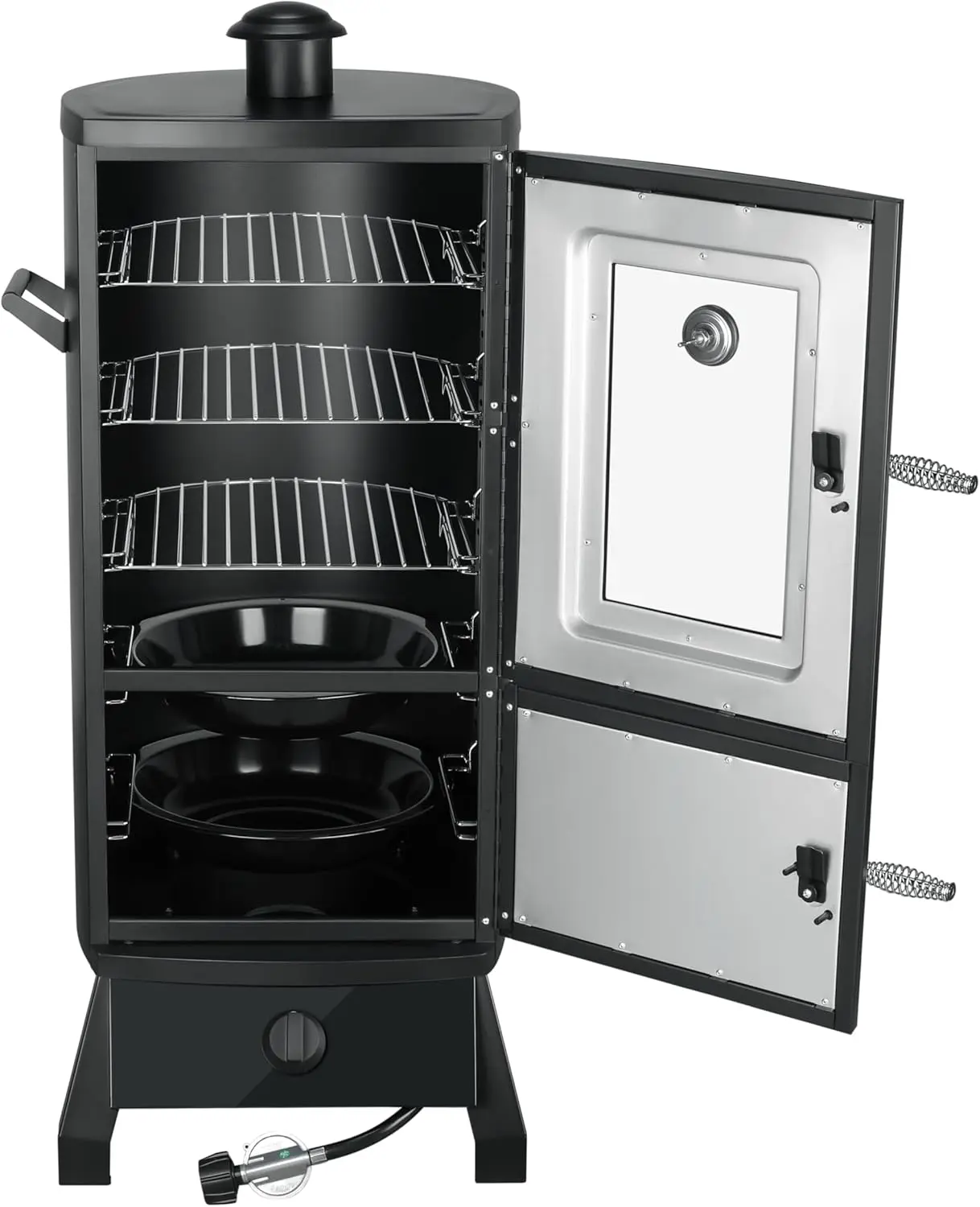 🔥Limited Warehouse Deal🔥 Heavy-Duty Vertical Barbecue Smoker Set with Cover – 3 Removable Cooking Shelves & Easy Temperature Control