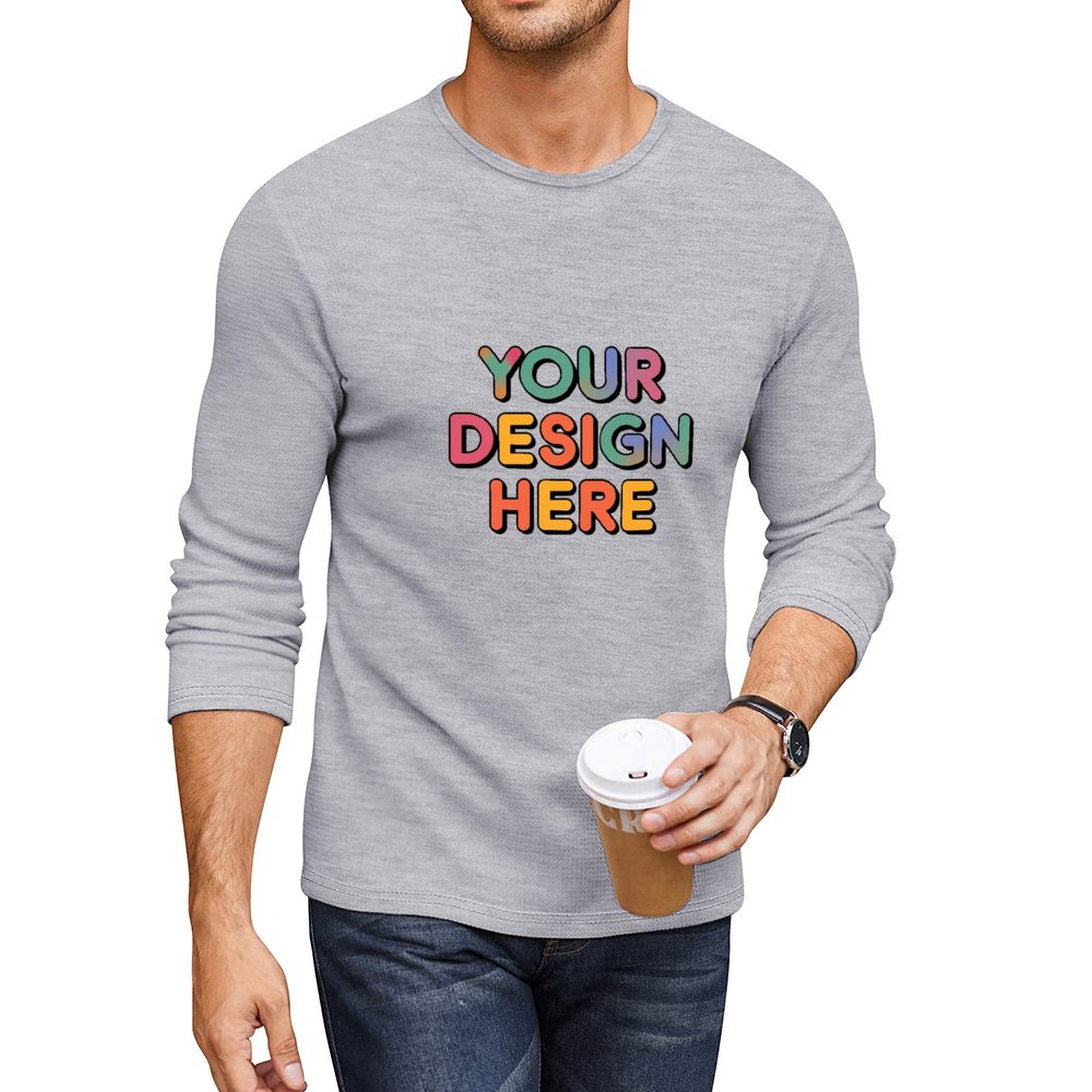Customized Men’s Unique Design Long Sleeve Cotton T-Shirt