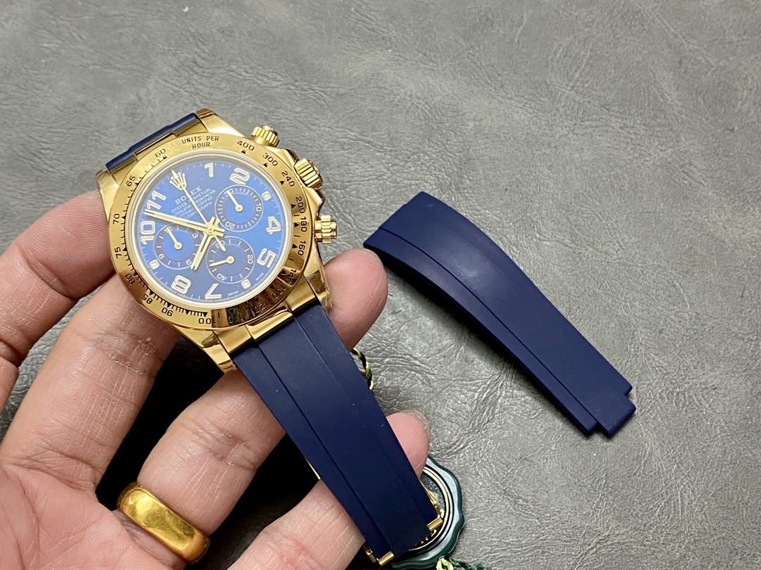 Rolex Cosmograph Daytona Yellow Gold Case Blue Dial 116518 Men's Watch