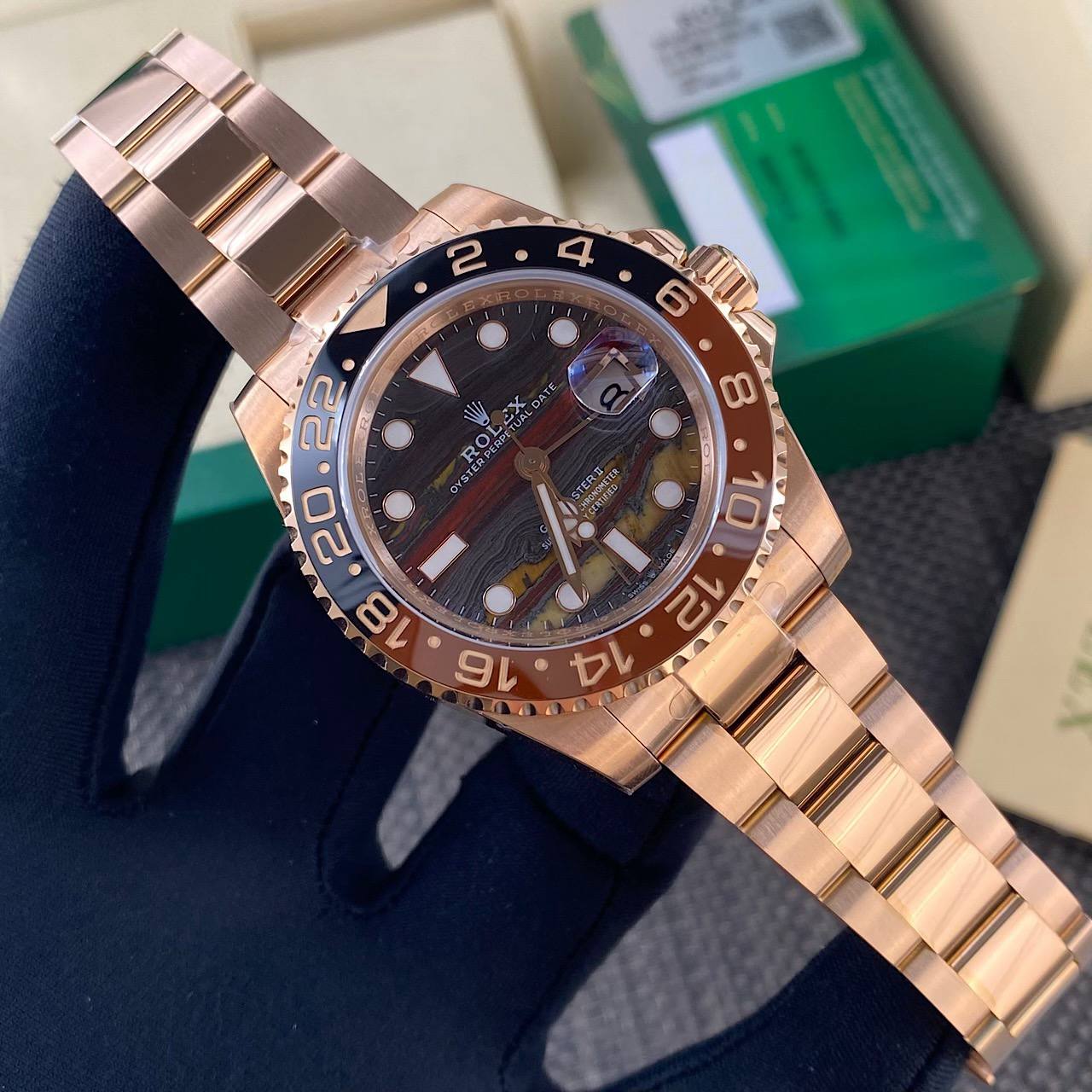 2025 Rolex GMT Master II 18k Everose Gold M126715CHNR 0002 Replica
