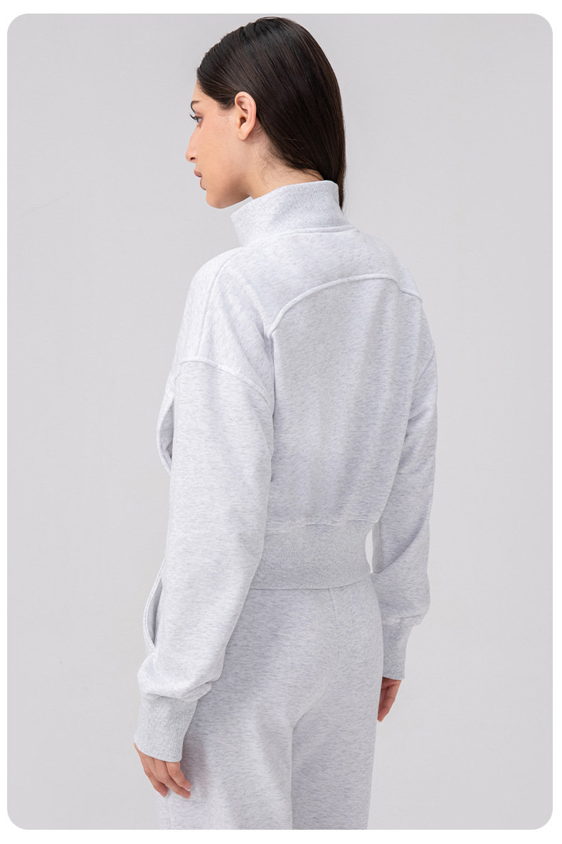 Women's Autumn/Winter Loose-fitting Stand Collar Yoga Jacket Casual Running Fitness Top Zipper Cardigan