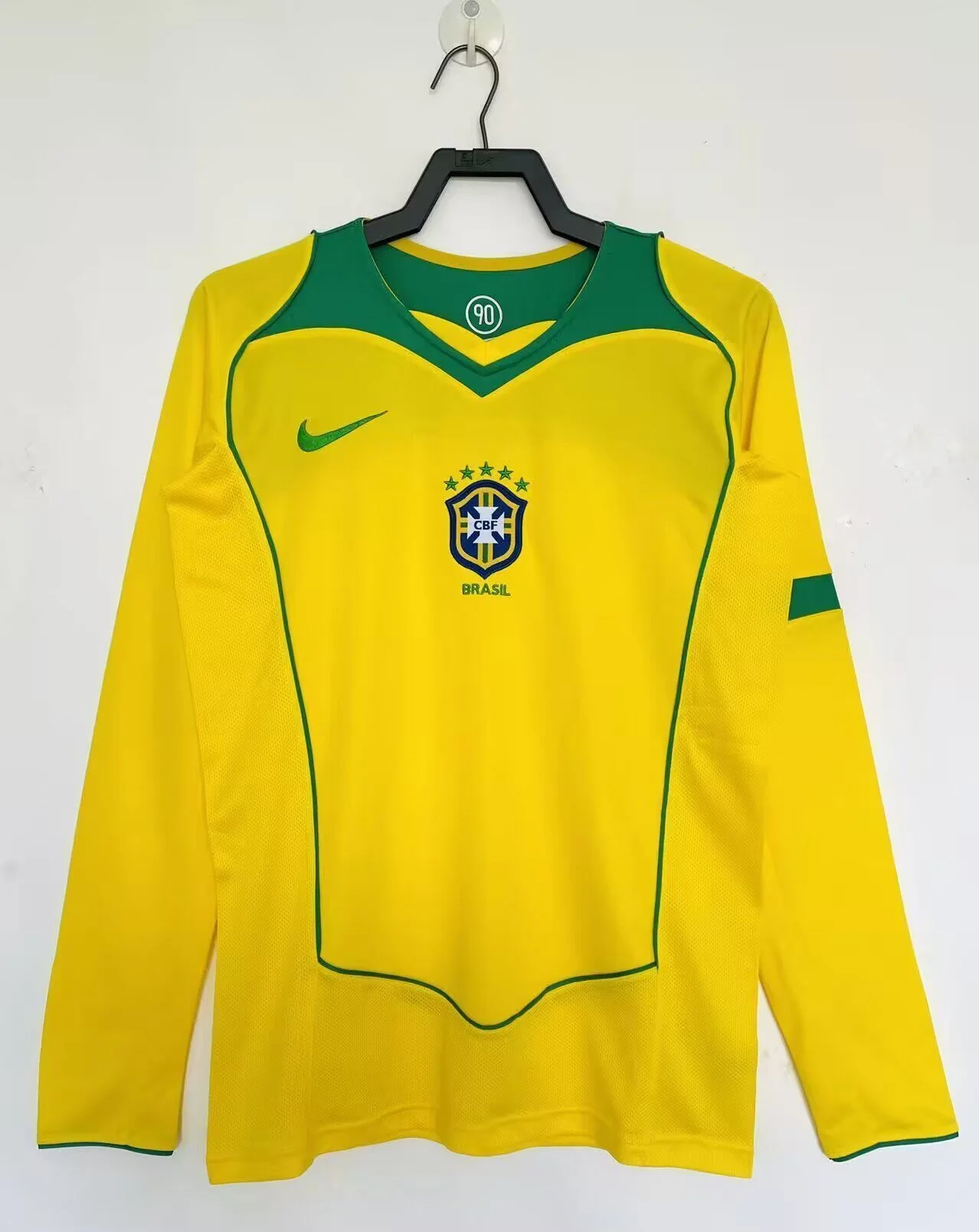 Brazil 2004 I Home Jersey - Brasil Long Sleeve Retro Version