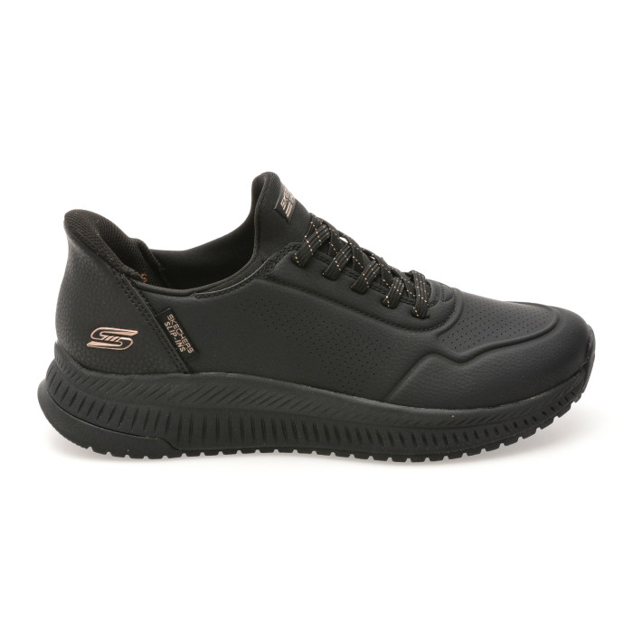 Pantofi sport SKECHERS negri, BOBS SQUAD 4, din piele ecologica