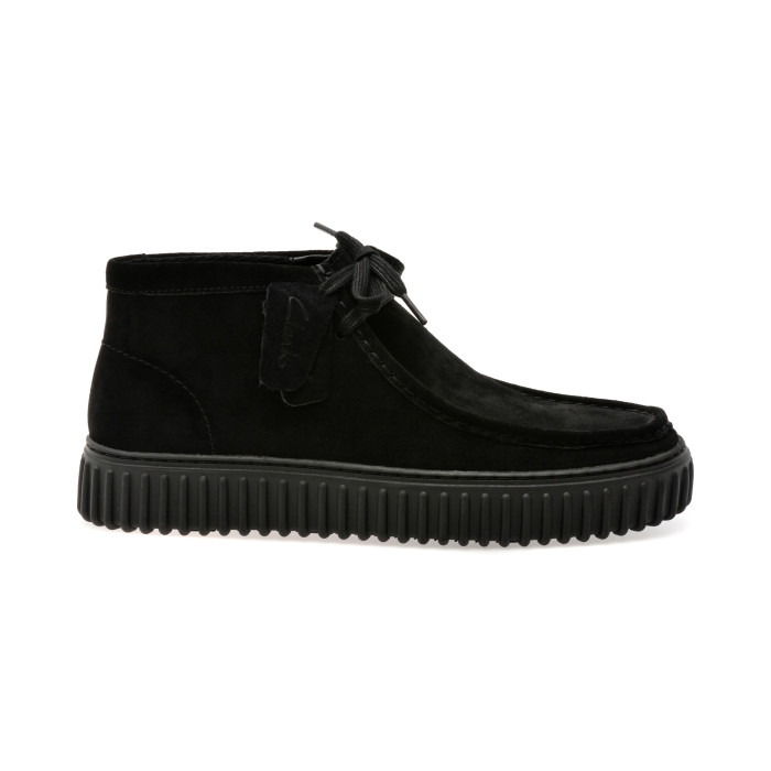 Ghete CLARKS negre, TORHILL HI, din piele intoarsa