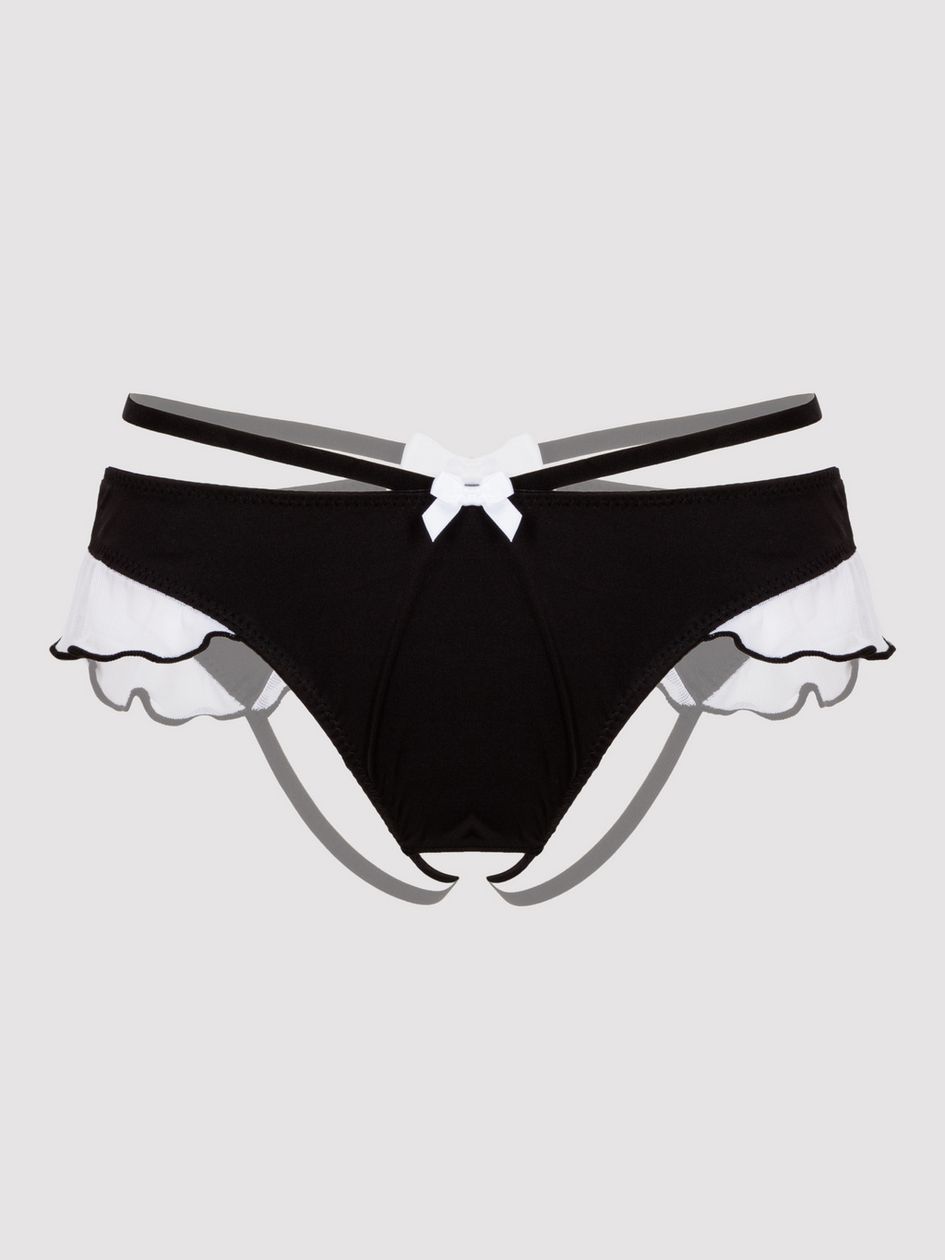 Lovehoney Fantasy Plus Size Black French Maid Strappy Thong