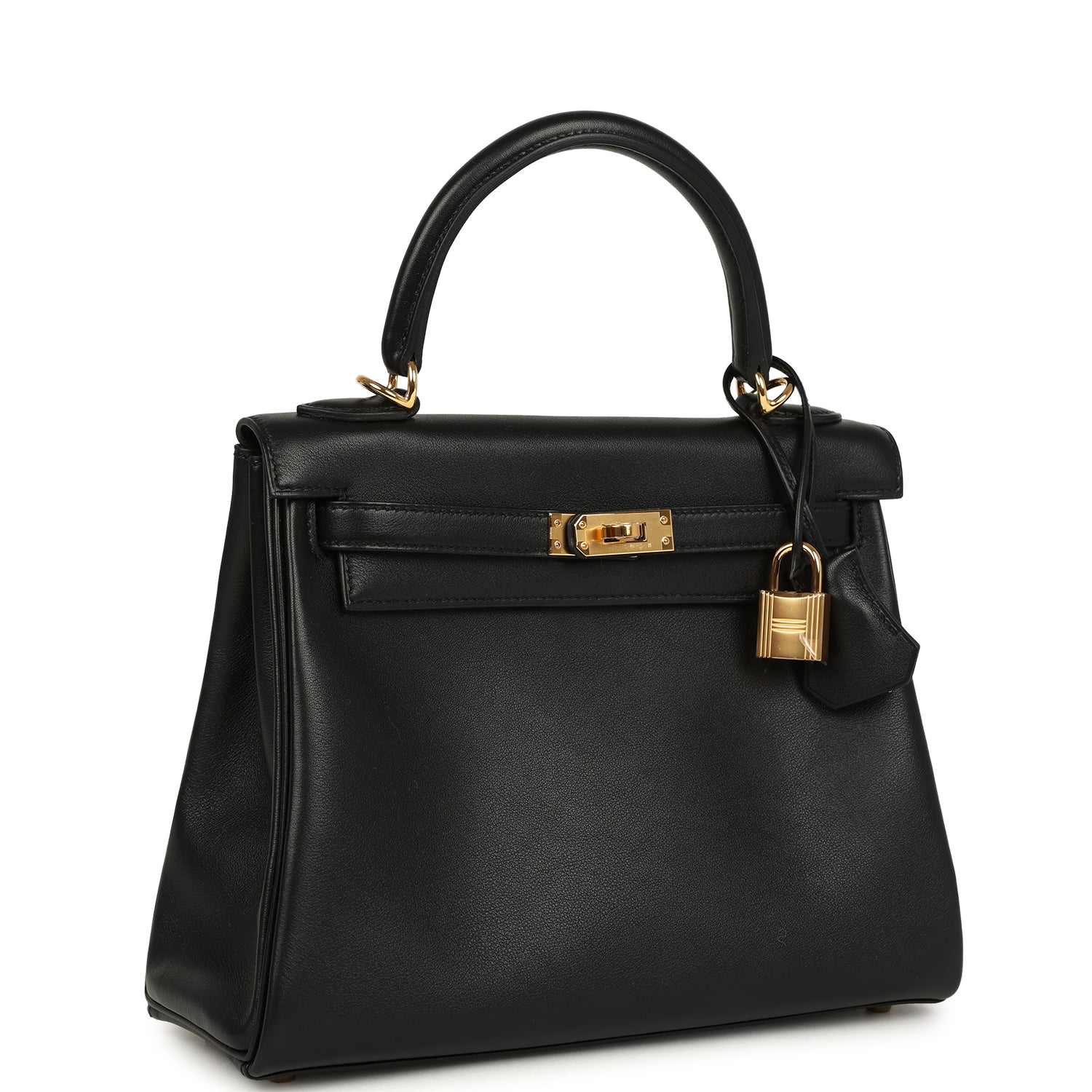 Hermes Kelly Retourne 25 Black Cheri Gold Hardware