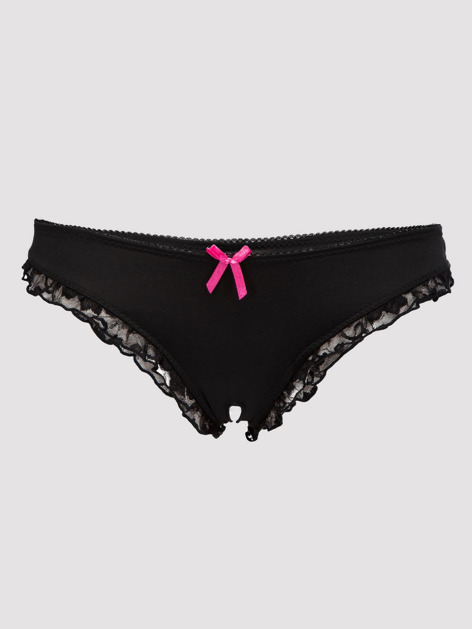 Lovehoney Crotchless Black Lace-Back Knickers