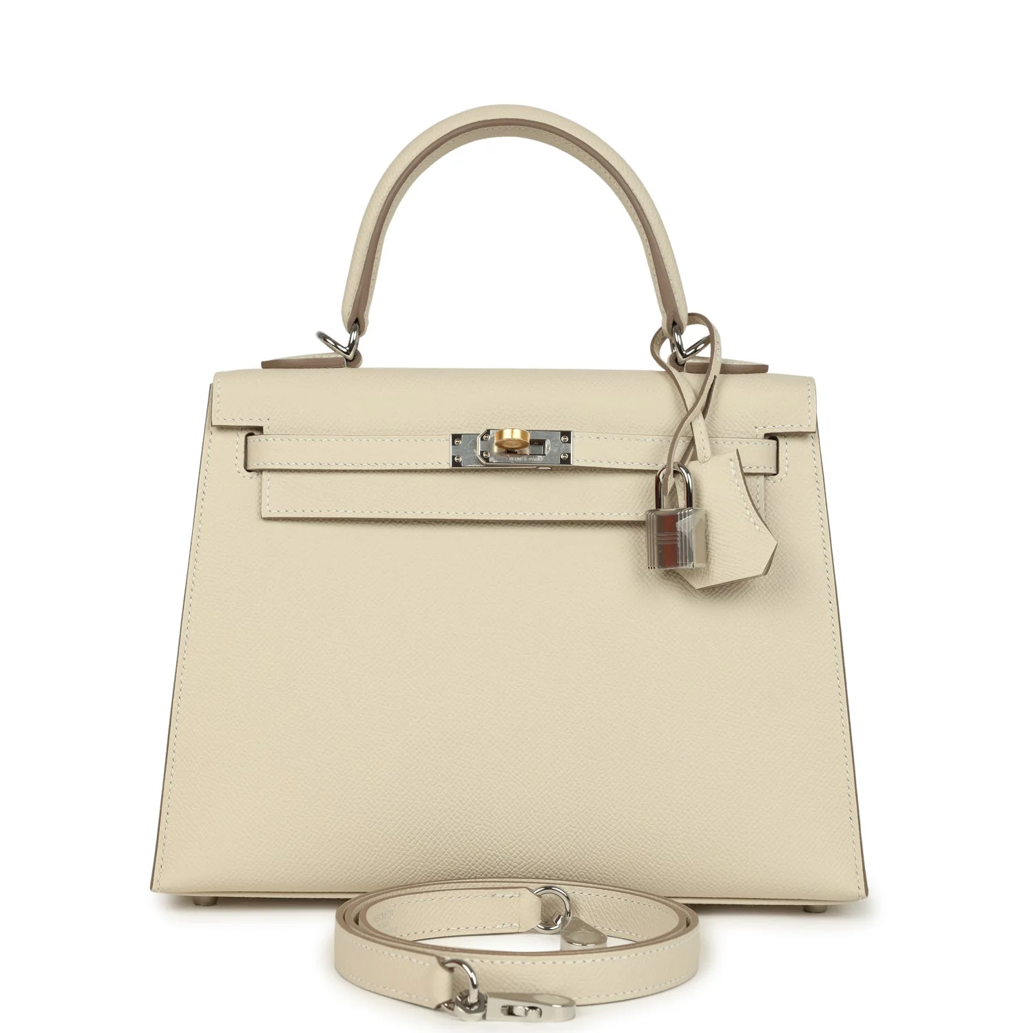 Hermes Kelly Sellier 25 Craie Epsom Electrum Hardware