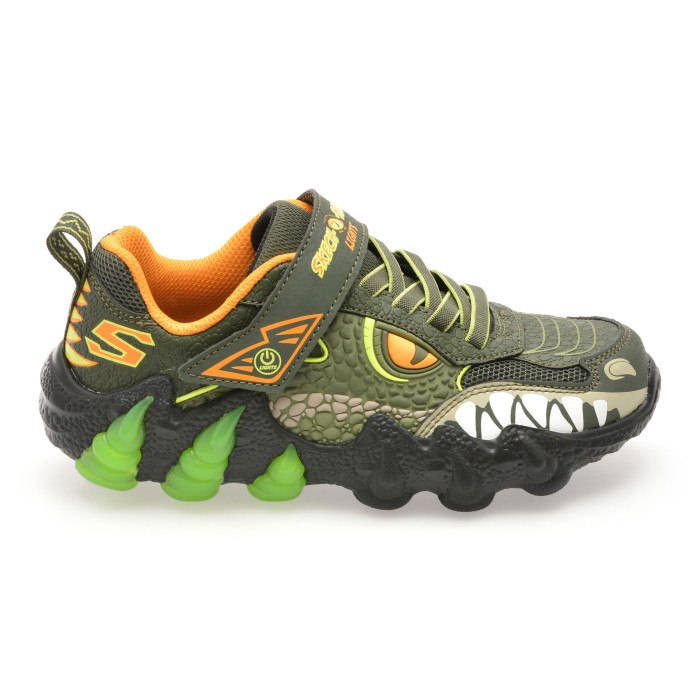 Pantofi sport SKECHERS kaki, SKECH-O-SAURUS LIGHTS 2.0, din material textil