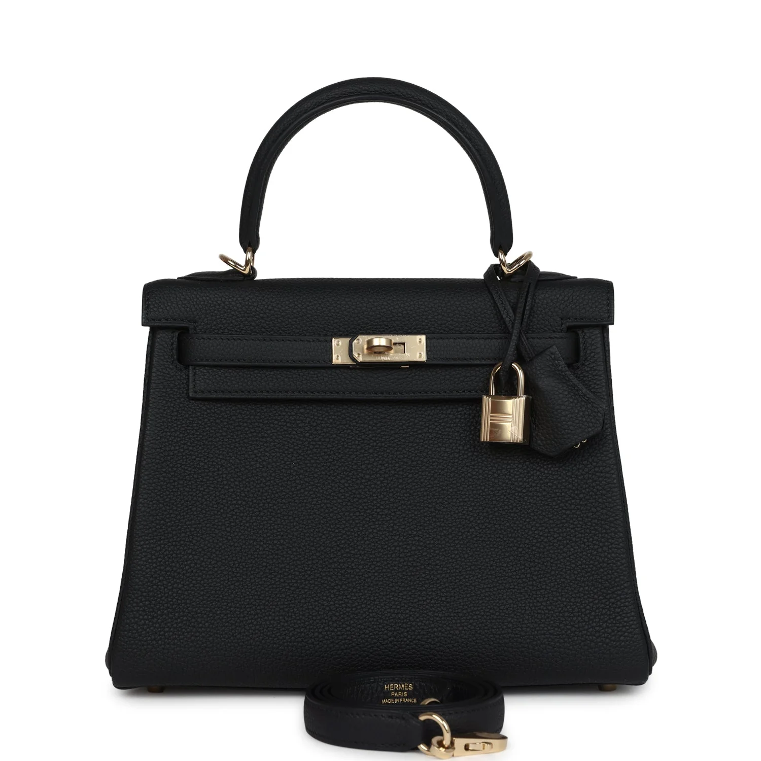 Hermes Kelly Retourne 25 Black Togo Permabrass Hardware
