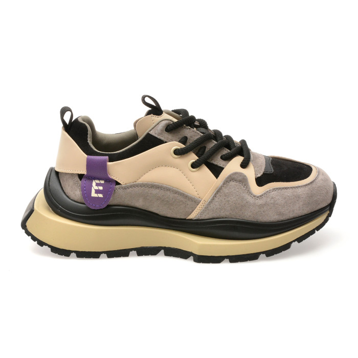 Pantofi sport EPICA negri, 2086, din material textil si piele naturala