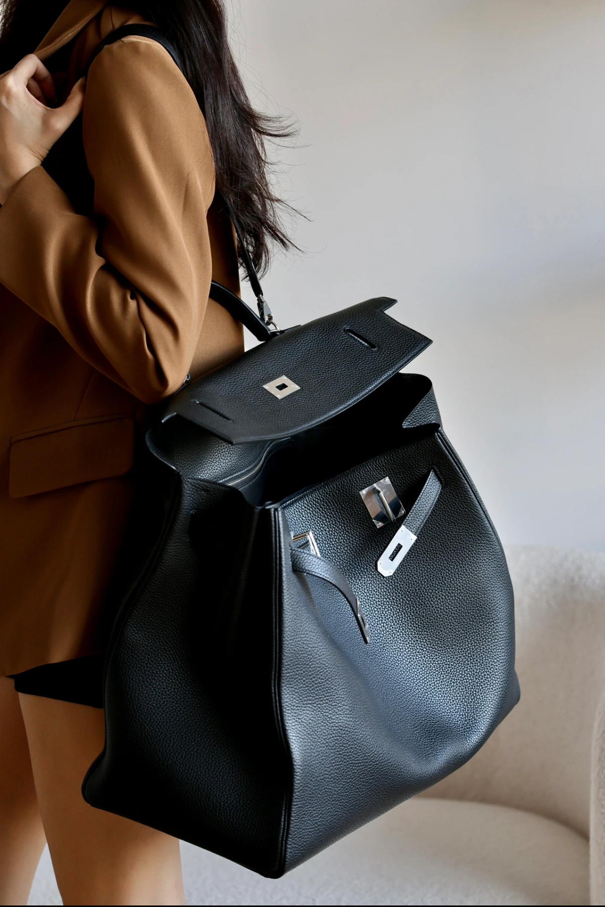 Hermès Kelly50 relax black TOGO silver buckle customization by top masters