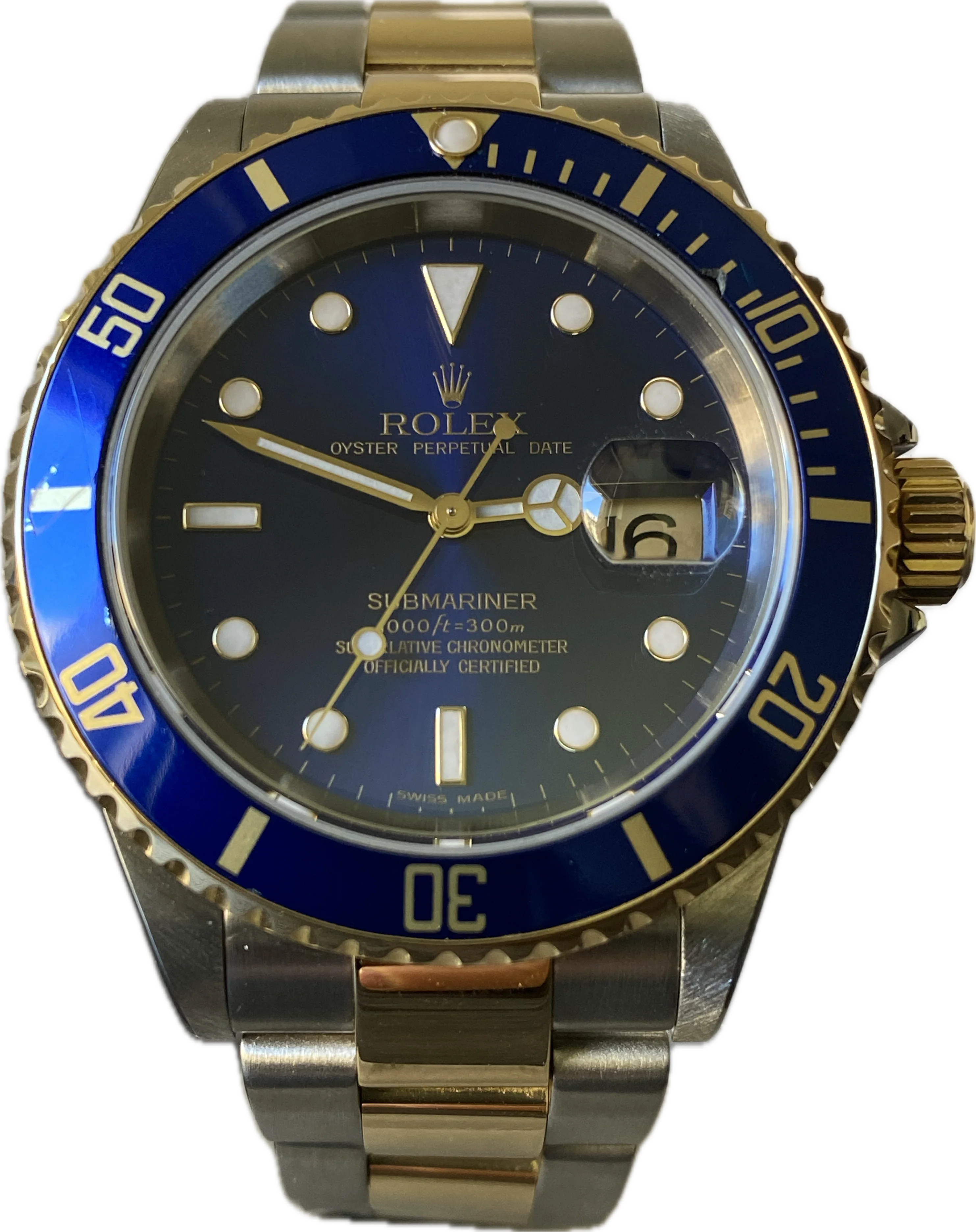 Rolex,Submariner Steel and Gold Rolesor Submariner Date - D Serial - Blue Dial - Pre Ceramic Blue Bezel - 16613