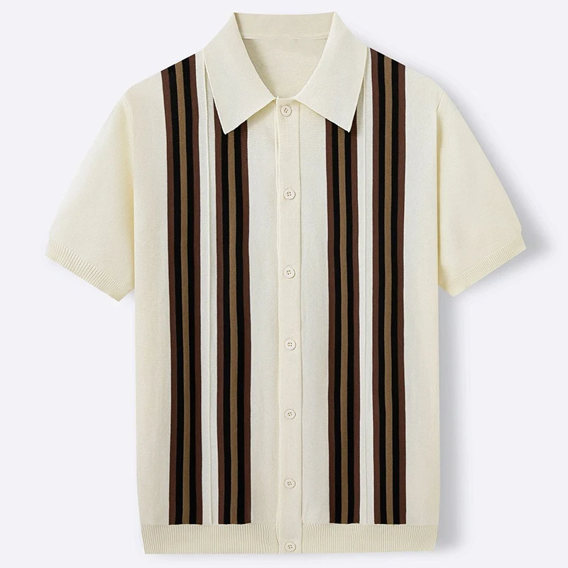 Mivanity Men's Striped Flocked Polo Shirts