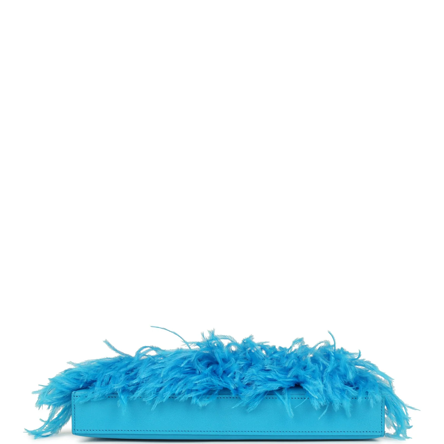 Hermes Kelly Elan Foile Bleu Frida Chevre Chamkila and Ostrich Feathers Palladium Hardware