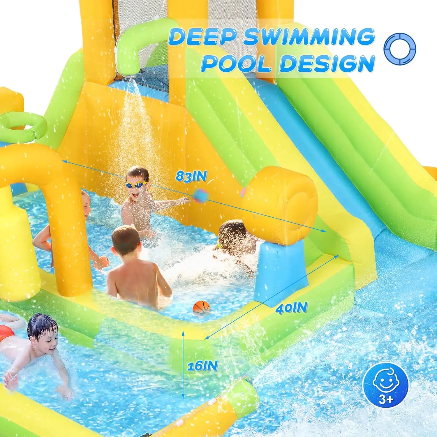 🔥Summer Deal🔥Inflatable Water Slide Park with Deep Pool & Air Blower