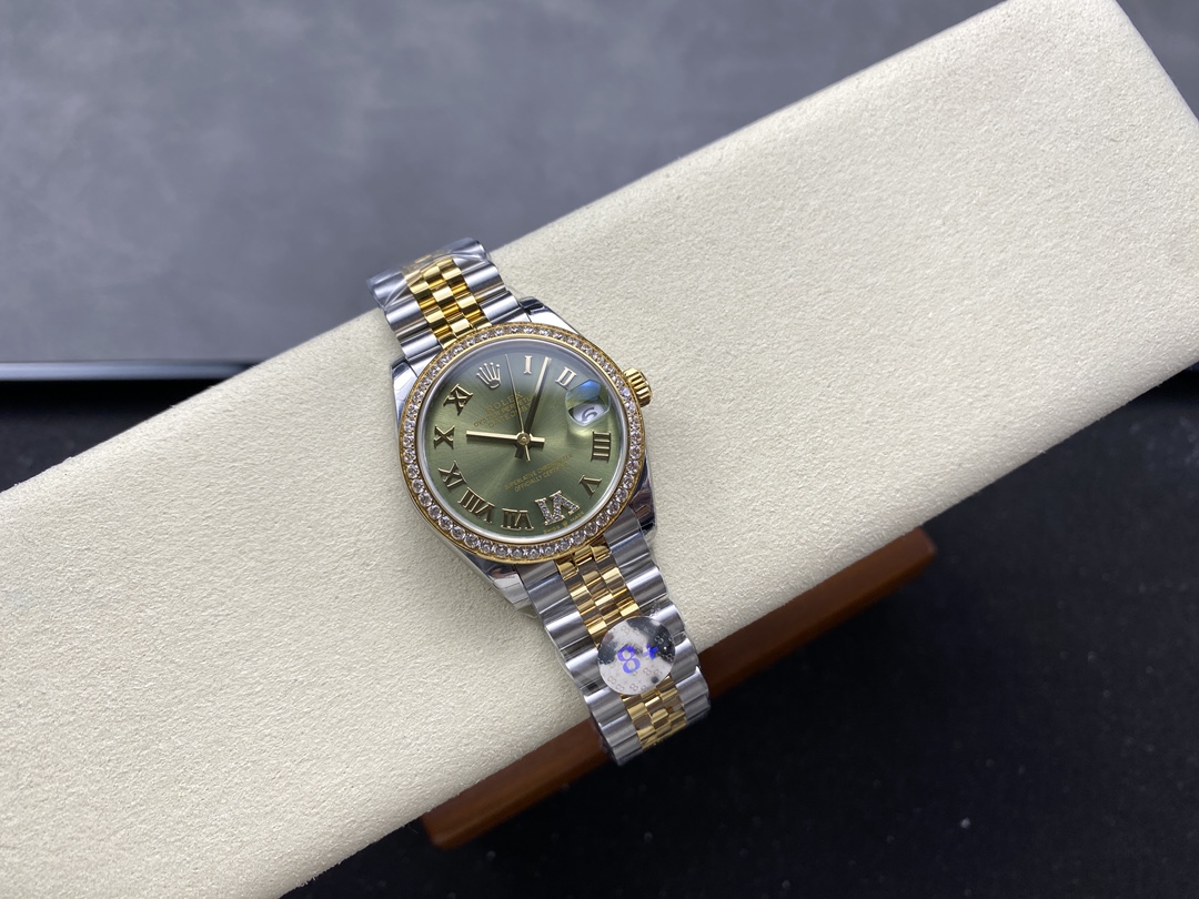Rolex Datejust 31mm Stainless Steel and Yellow Gold 278383RBR 0016 Green VI Roman Jubilee