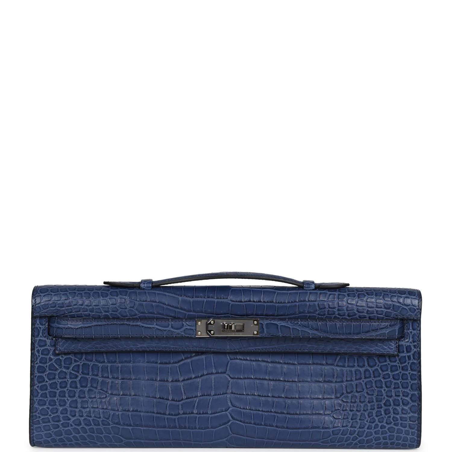 Hermes Kelly Cut Bleu De Malte Matte Porosus Crocodile Palladium Hardware