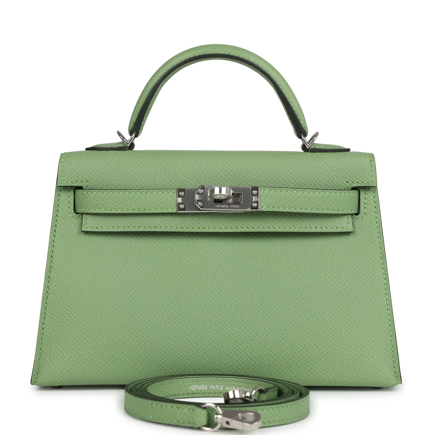 Hermes Kelly Sellier 20 Vert Criquet Epsom Palladium Hardware