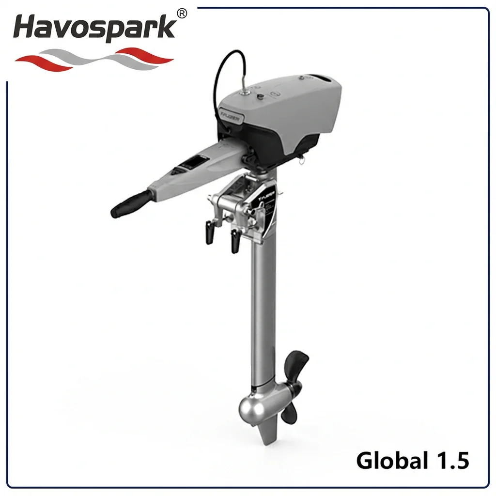 Havospark Global 1.5kW Electric Outboard Motor – 48V Portable Marine Boat Engine with 45KG Thrust, CAN Bus Control, Ultra-Quiet High Efficiency Drive
