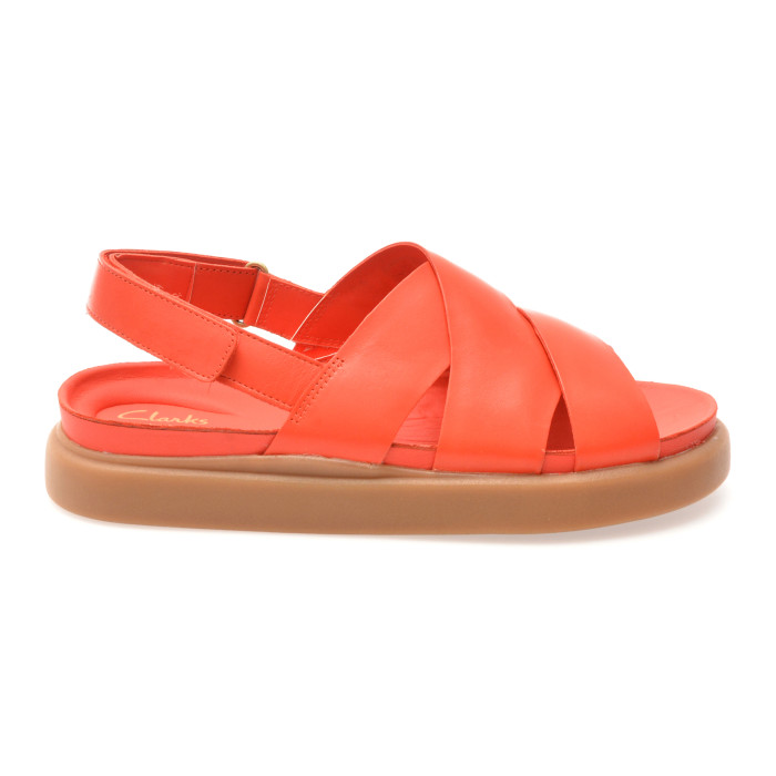 Sandale CLARKS rosii, ARISTELLA SUN, din piele naturala