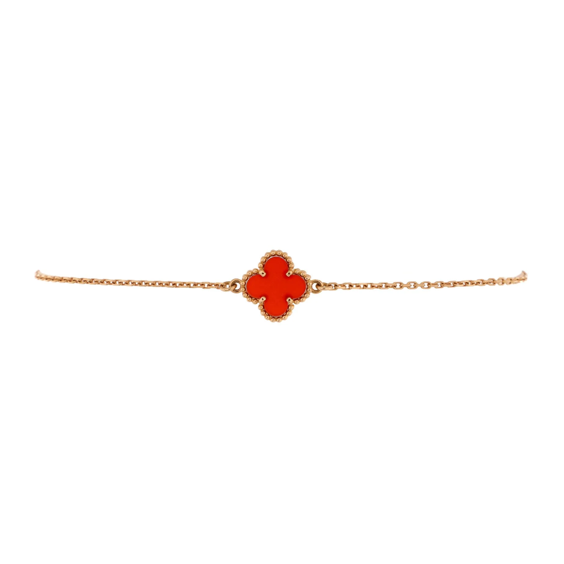 Sweet Alhambra Bracelet 18K Rose Gold and Carnelian