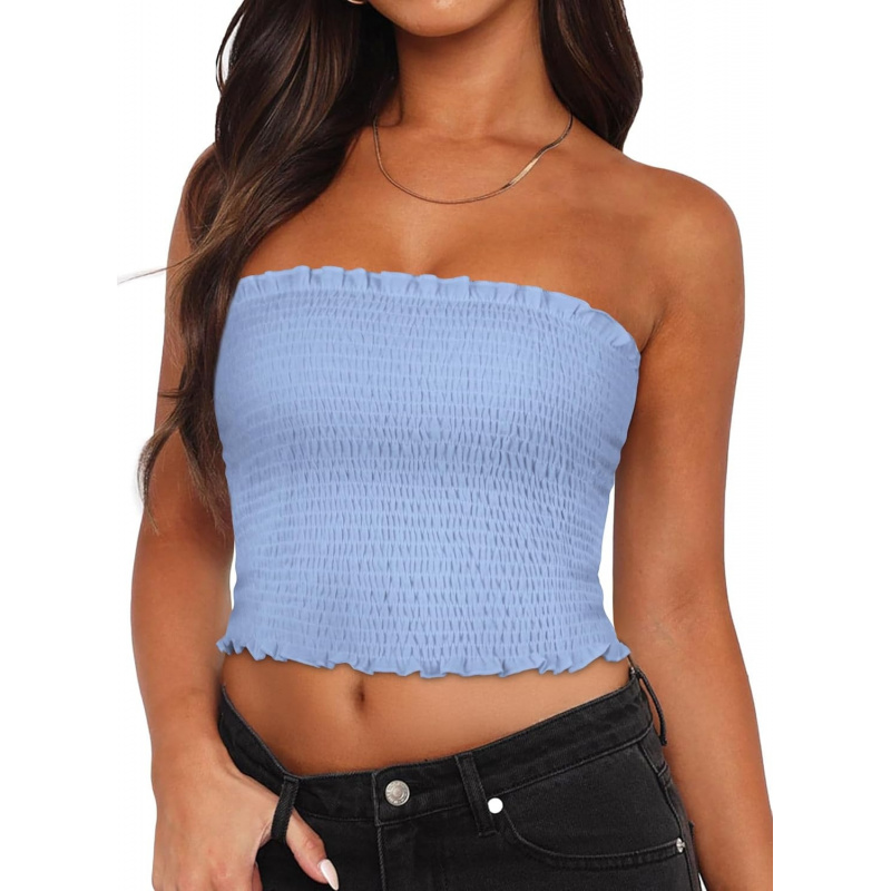 AURETOP Women's Tube Top Summer Strapless Crop Tops