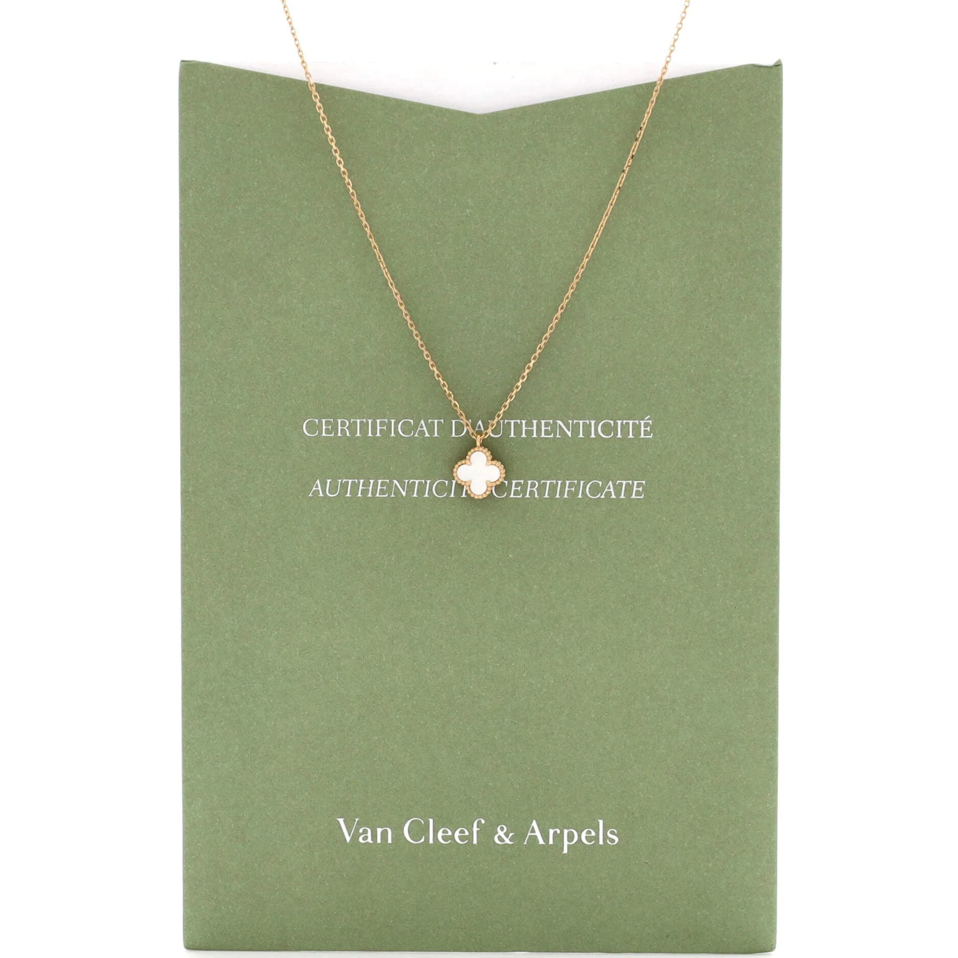 Sweet Alhambra Pendant Necklace 18K Yellow Gold and Mother of Pearl