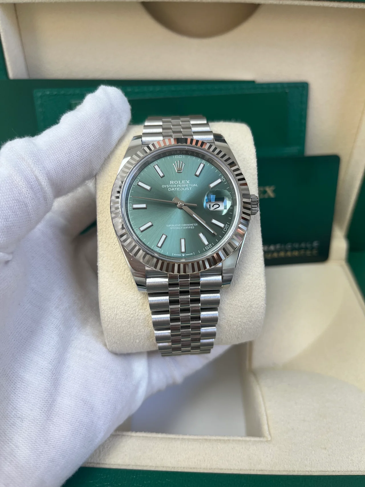 Rolex Datejust 41'Mint Green' 126334 Steel & White Gold