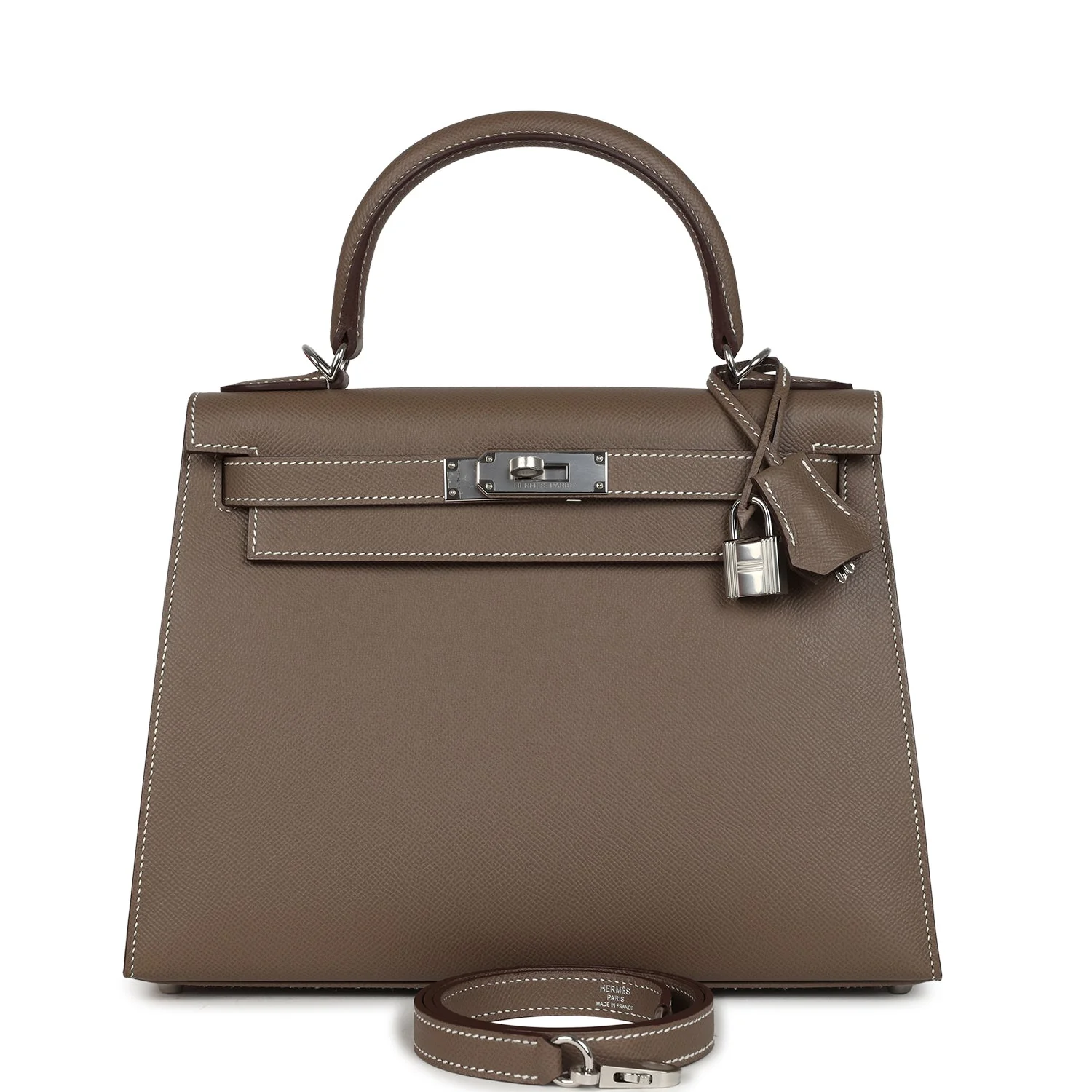 Hermes Kelly Sellier 28 Etoupe Epsom Palladium Hardware