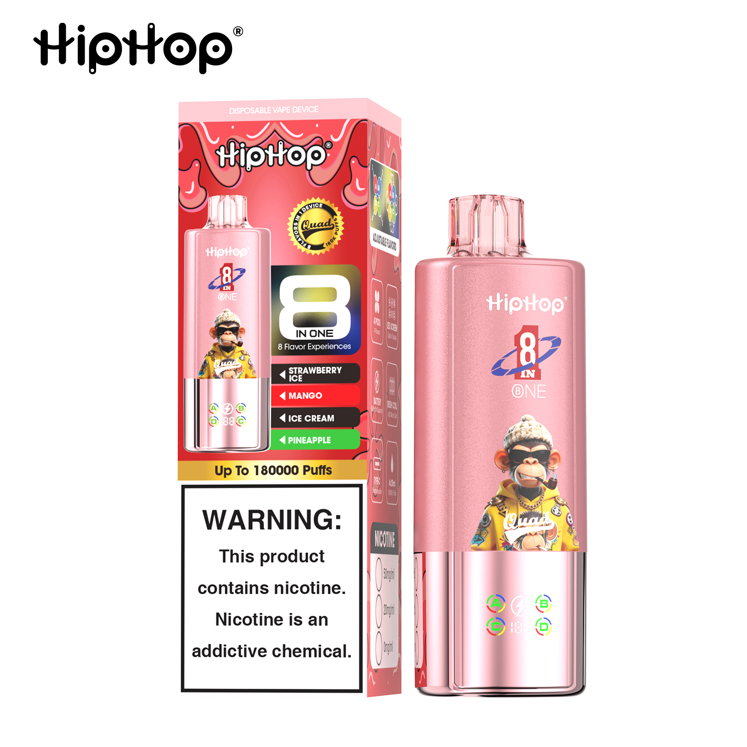 BANG x HipHop 180K | Sigaretta Elettronica 8 in 1 (Quad-Pod) con Schermo LED
