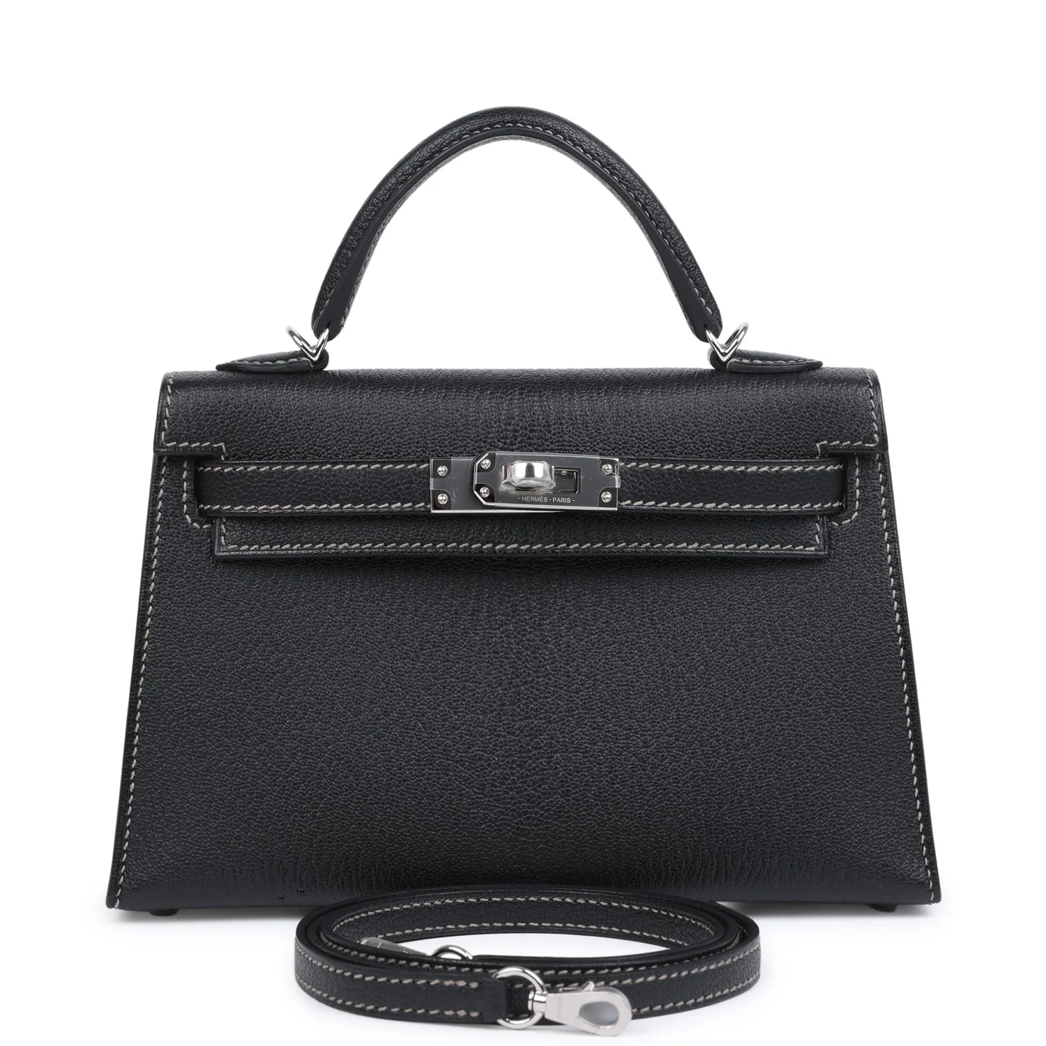 Hermes Special Order (HSS) Kelly Sellier 20 Black Verso Chevre Palladium Hardware