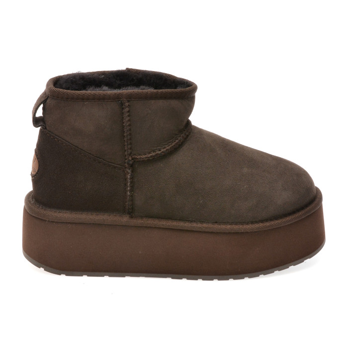 Ghete EMU maro, STINGER MICRO FLATFORM, din piele intoarsa