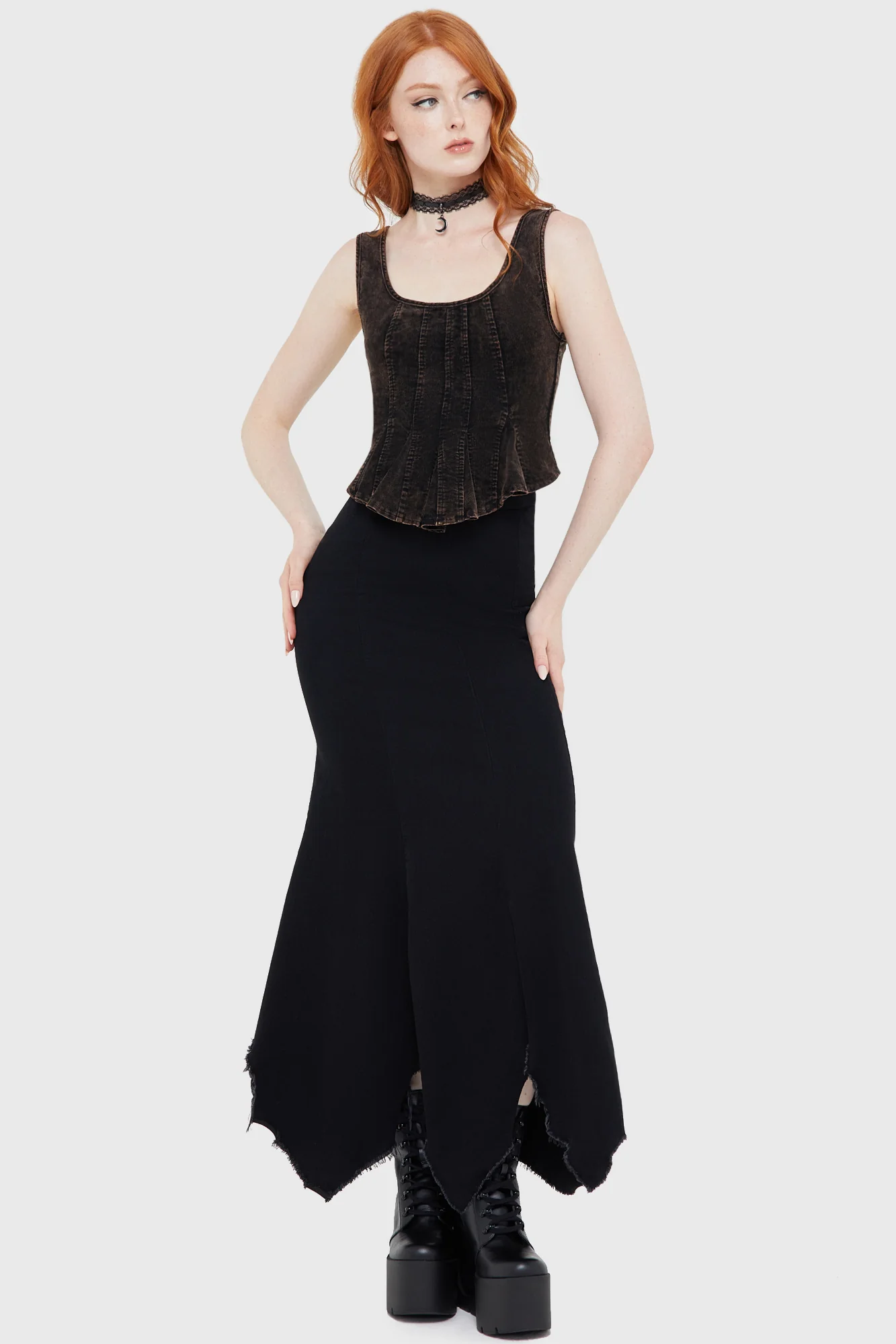 Gothic Vintage Lace‑Up Corset Style Crop Top