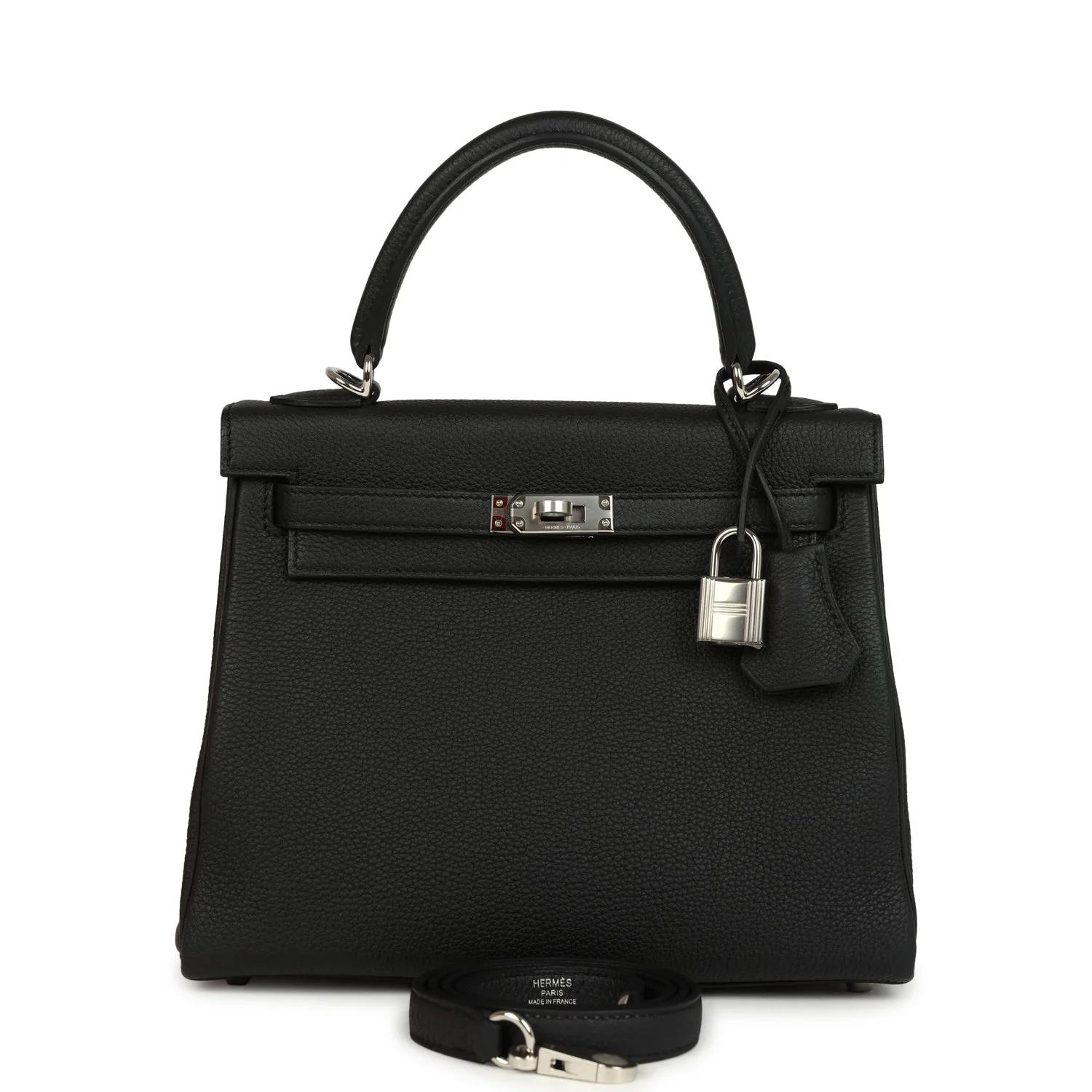 Hermes Kelly Retourne 25 Black Togo Palladium Hardware