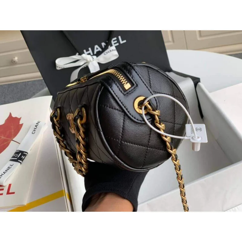 Chanel Shiny Lambskin Small Bowling Bag As1899