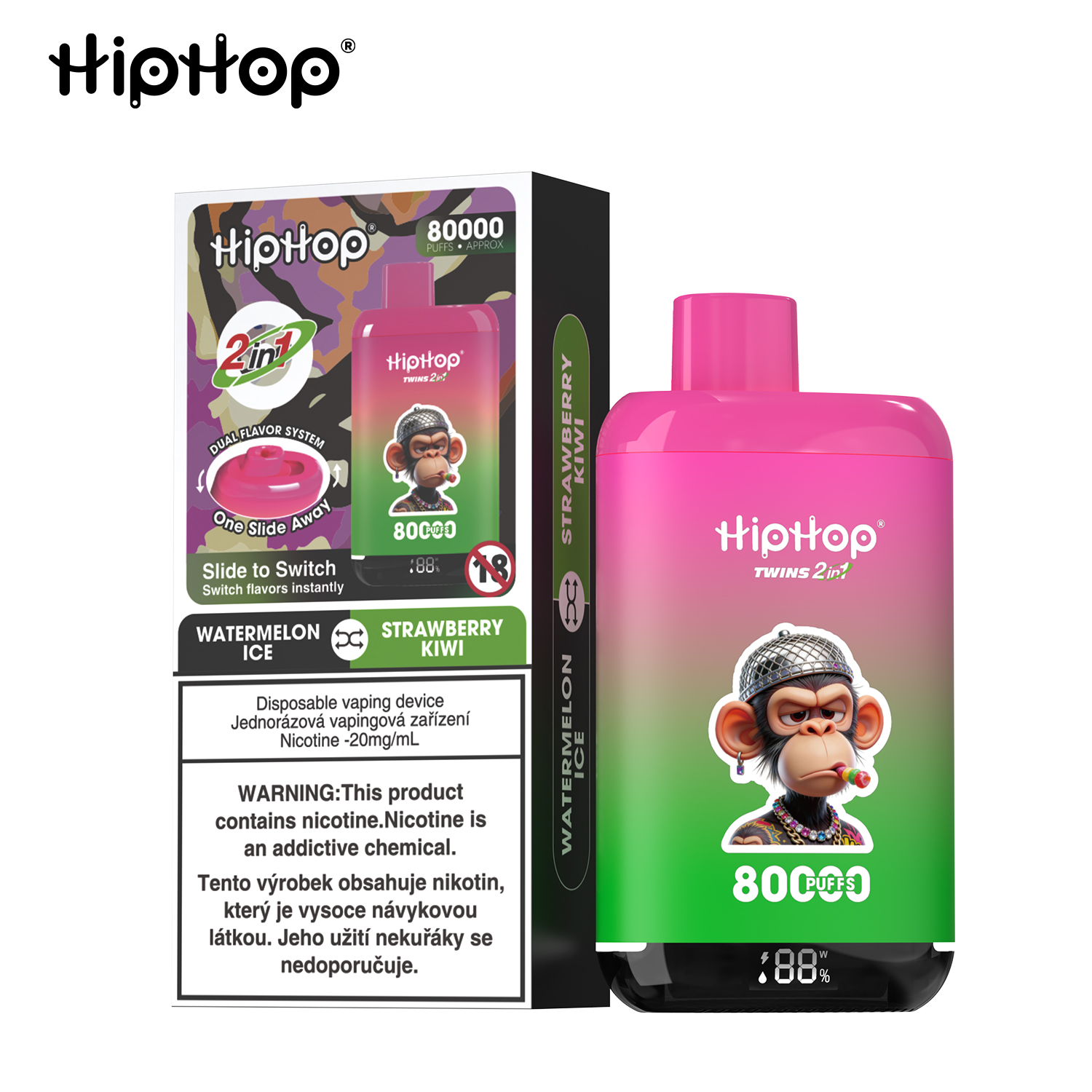 BANG x HipHop TWINS 80 000 Дръпки (2 в 1) Вейп | Двоен Аромат и Smart LED Екран