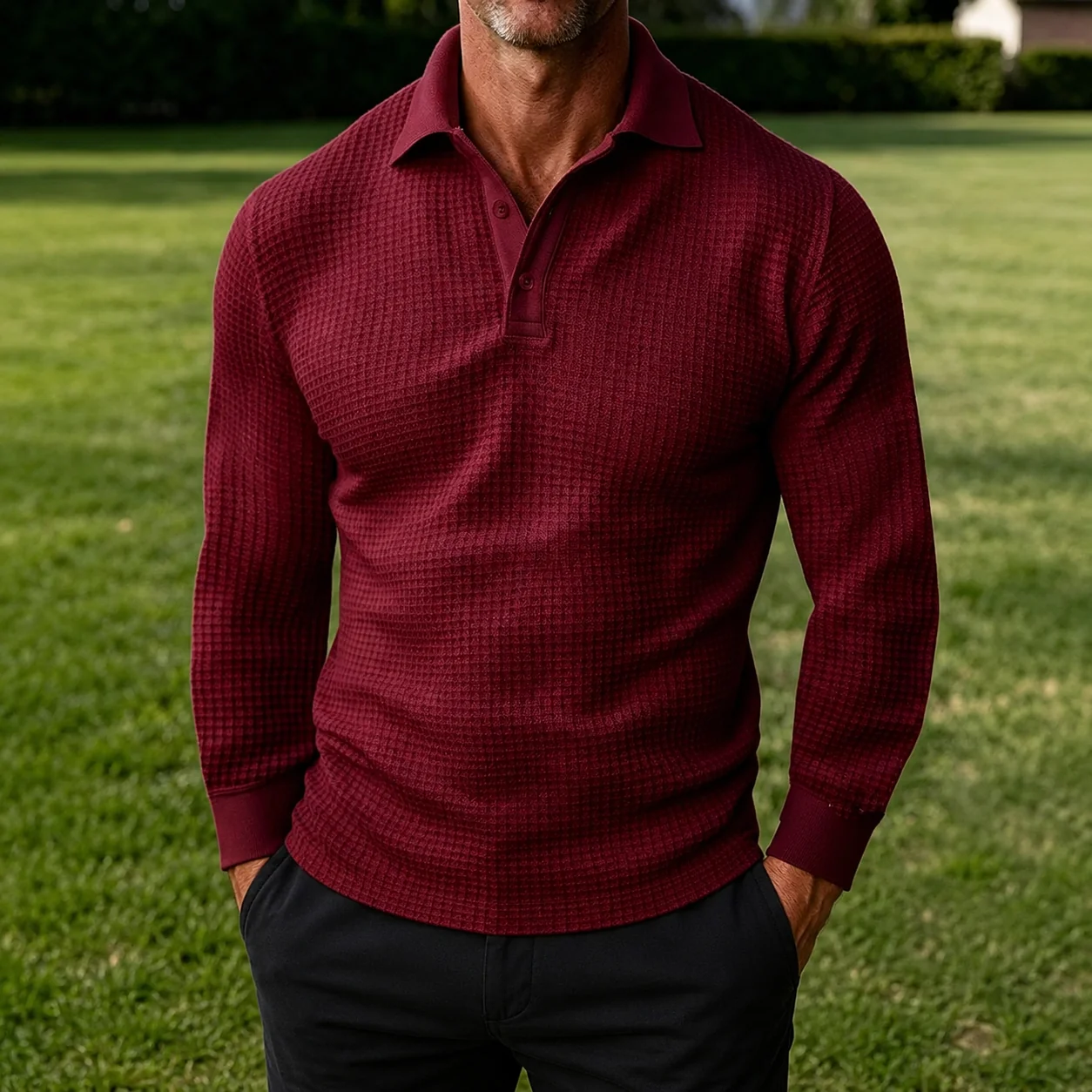 Mivanity Casual Regular Fit Waffle Polo Shirts