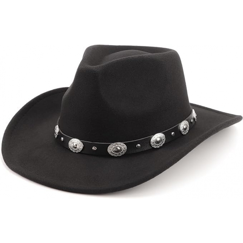 Women Men Classic Felt Wide Brim Western Cowboy