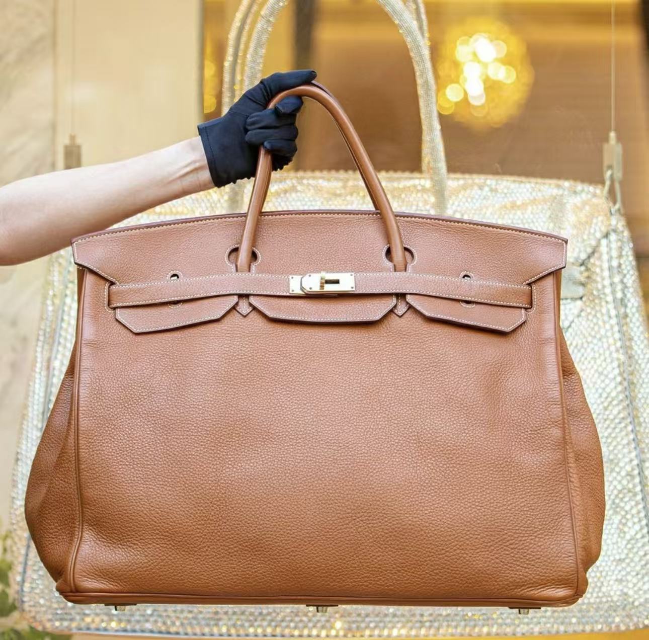 Hermes Birkin in golden brown TOGO high-end custom model, 50cm  fully hand-sewn customization